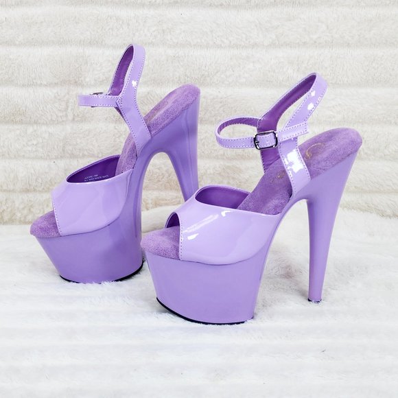 709 Lavender Lilac Patent Ankle Strap Platform High Heel Sandals - Picture 7 of 8
